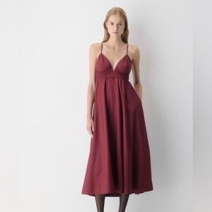Encourage Poplin Dress - Burgundy (Cordovan) - Midi/Maxi
